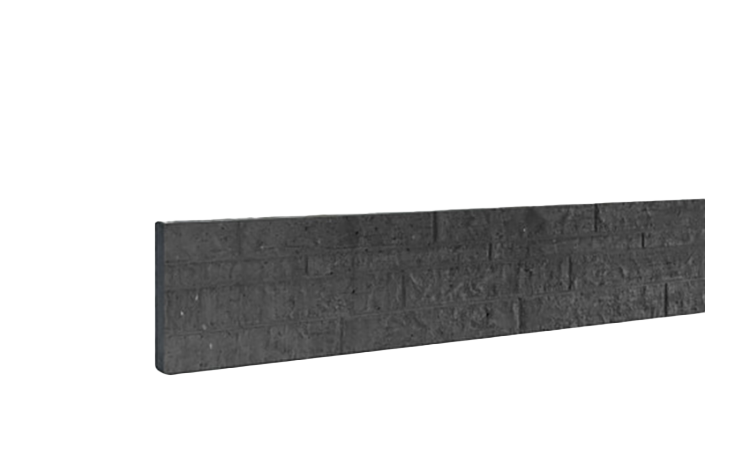 Betonplaat dubbelzijdig rotsmotief 36 x 3,5 x 184 cm, antraciet ongecoat. Schuttingen / Hekken Betonschutting  bij Houthandel Jan Sok