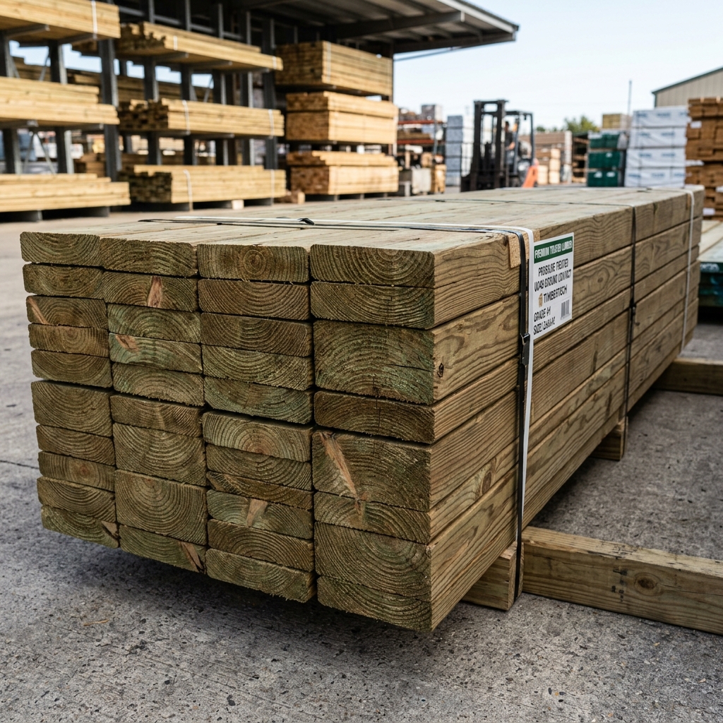 Geïmpregneerd hout — palen, planken en rabat
